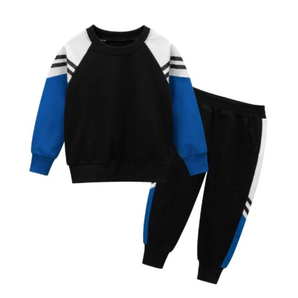 Long sleeve cotton Casual sports boys set Black Size 4T